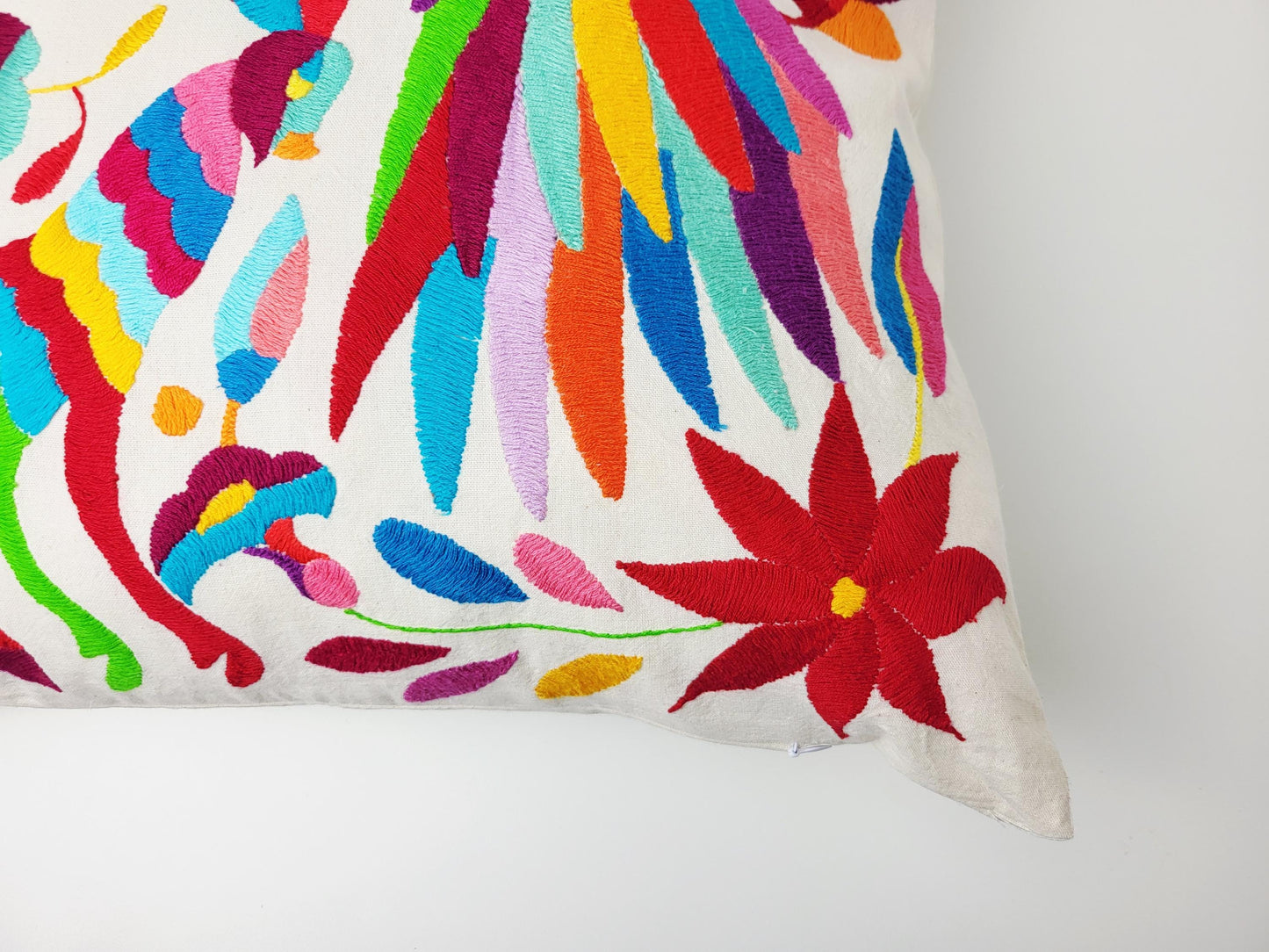 Mexikanischer handbestickter Kissenbezug, Otomi Kissenbezug, Mexiko Kissen, mexikanische Kissenhülle
