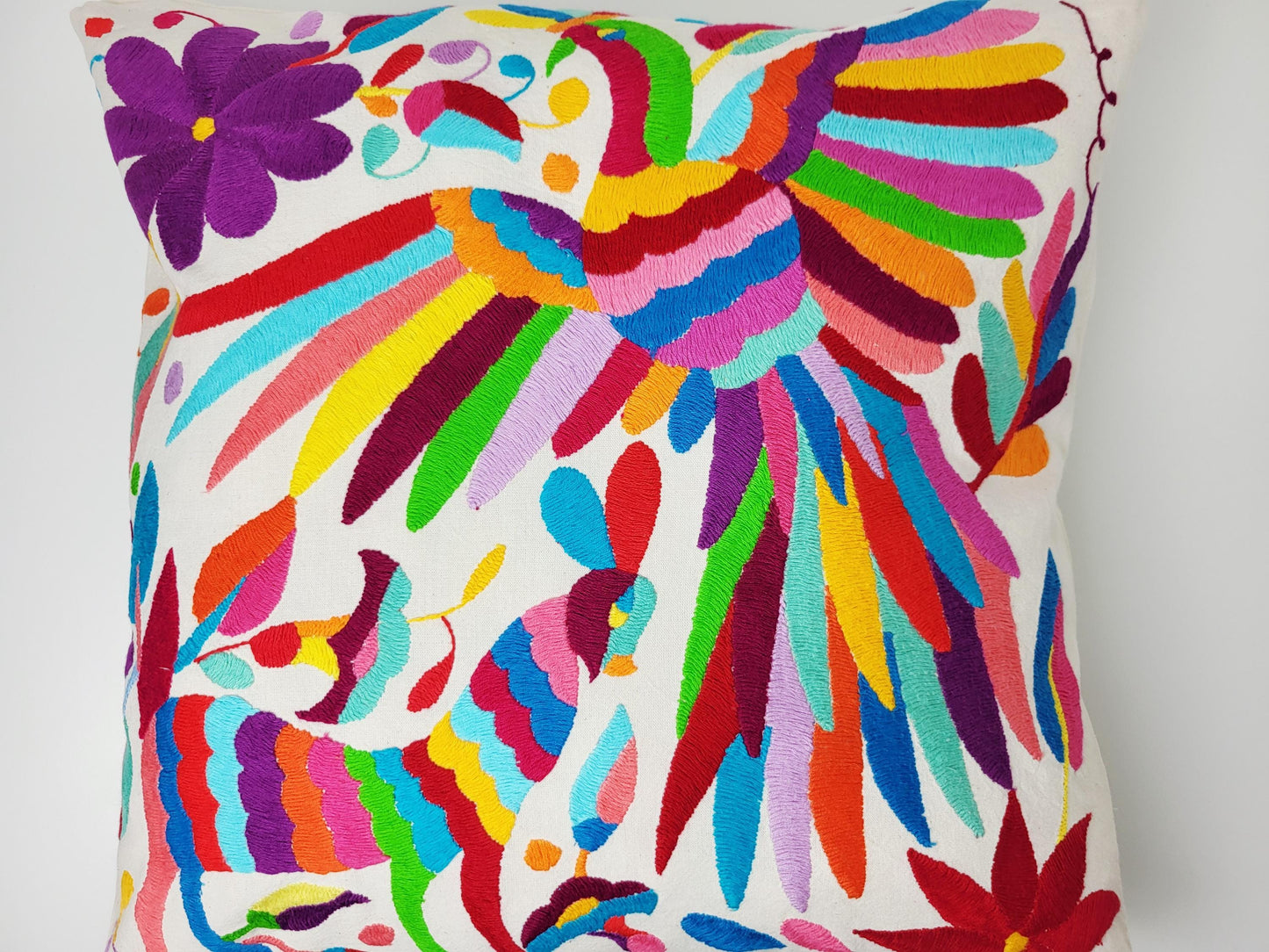 Mexikanischer handbestickter Kissenbezug, Otomi Kissenbezug, Mexiko Kissen, mexikanische Kissenhülle