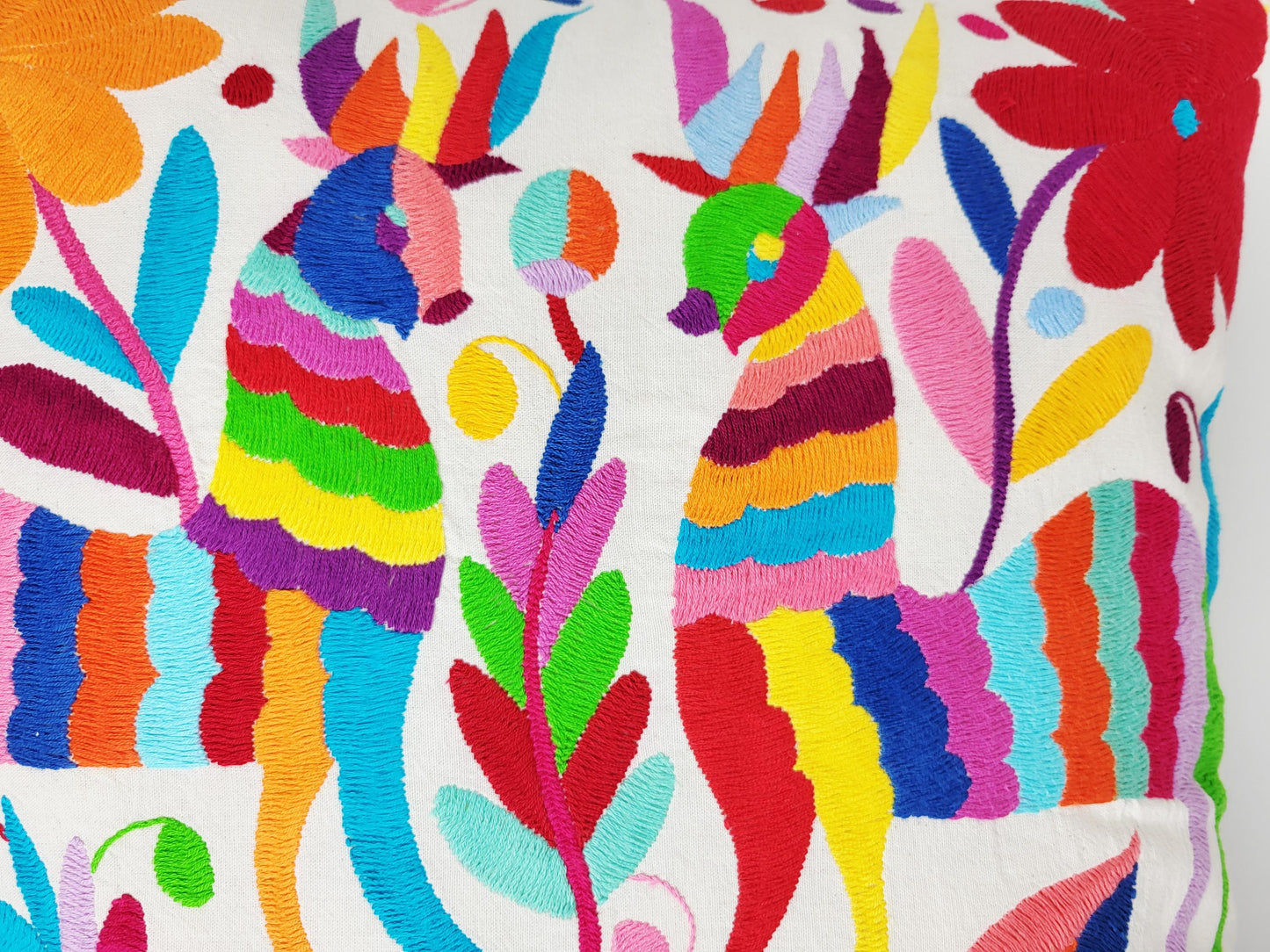 Coussin Otomi original – fait main dans les montagnes d'Hidalgo par des indigènes