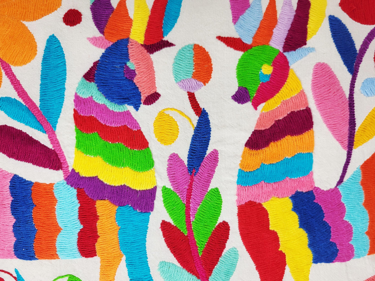 Coussin Otomi original – fait main dans les montagnes d'Hidalgo par des indigènes
