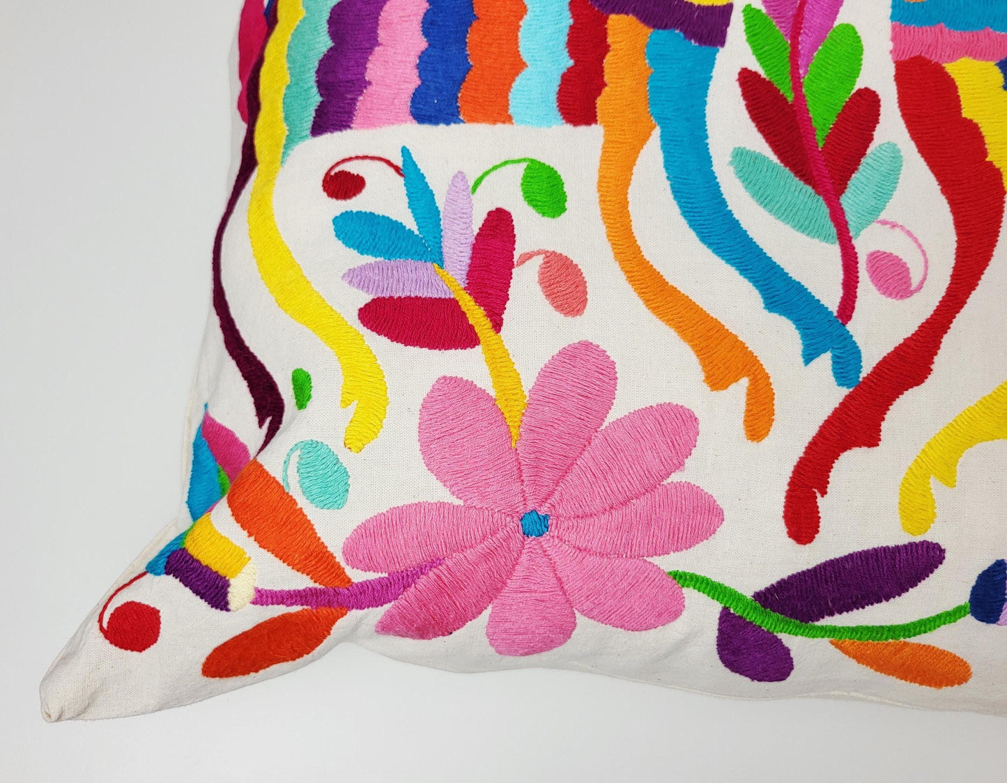 Coussin Otomi original – fait main dans les montagnes d'Hidalgo par des indigènes