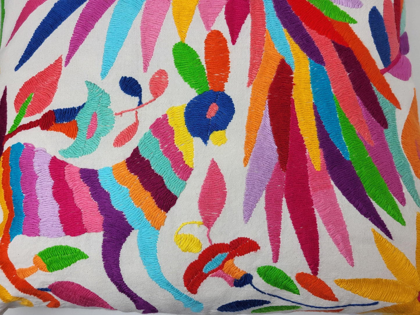 Coussin Otomi original – fait à la main dans les montagnes d'Hidalgo par des indigènes