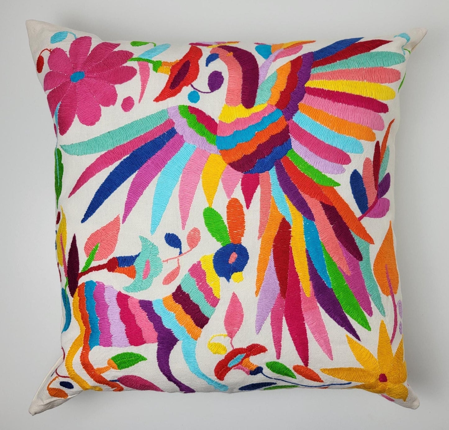 Coussin Otomi original – fait à la main dans les montagnes d'Hidalgo par des indigènes