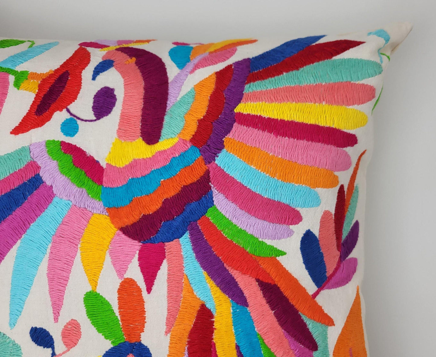 Coussin Otomi original – fait à la main dans les montagnes d'Hidalgo par des indigènes