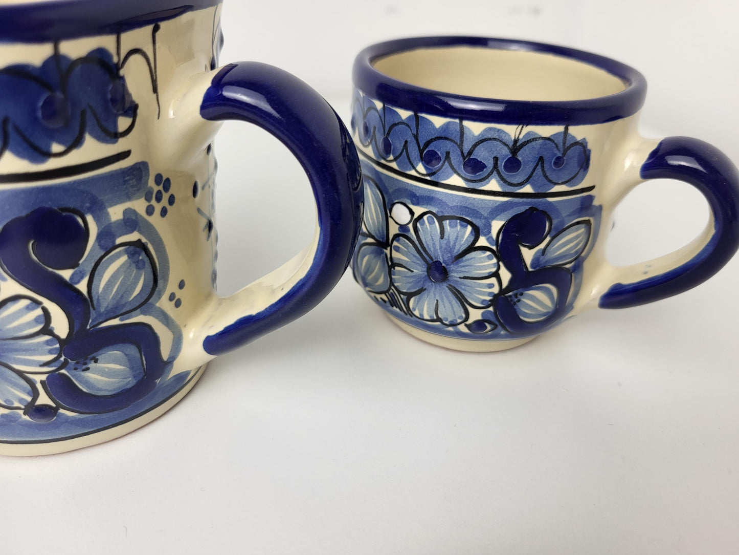 Mexikanisches Talavera Geschirrset Blau-Weiß – 6-teilig, Handgemalt | Teller, Schalen, Becher | Puebla Stil