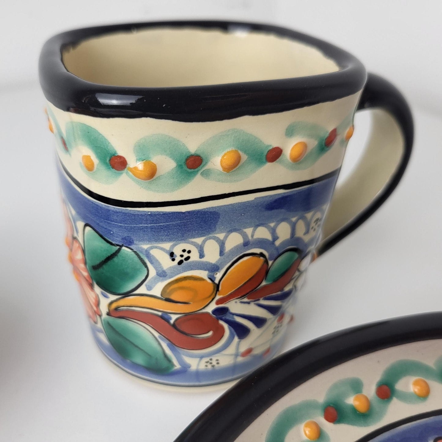 Mexikanisches Talavera Geschirrset Bunt – 5-teilig, Handgemalt | Teller, Schalen, Becher | Puebla Stil