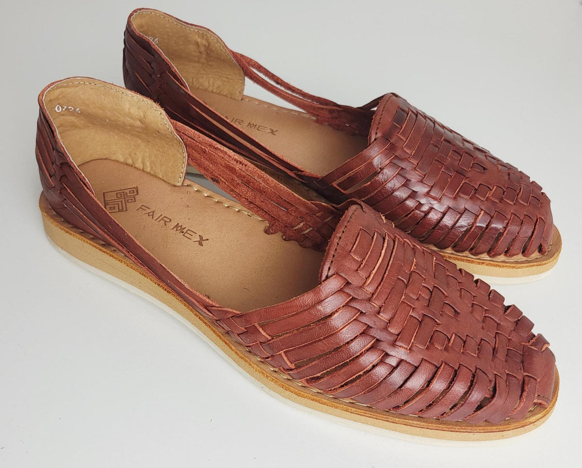 Mexikanische Huarache Zimtbraun Damen – Leder-Slipper, fair gehandelt