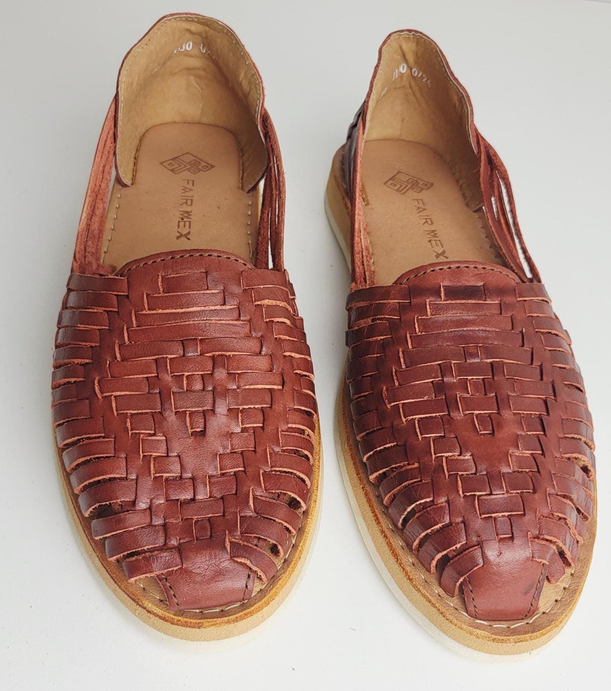 Mexikanische Huarache Zimtbraun – Damen Sommerschuh, Leder-Slipper