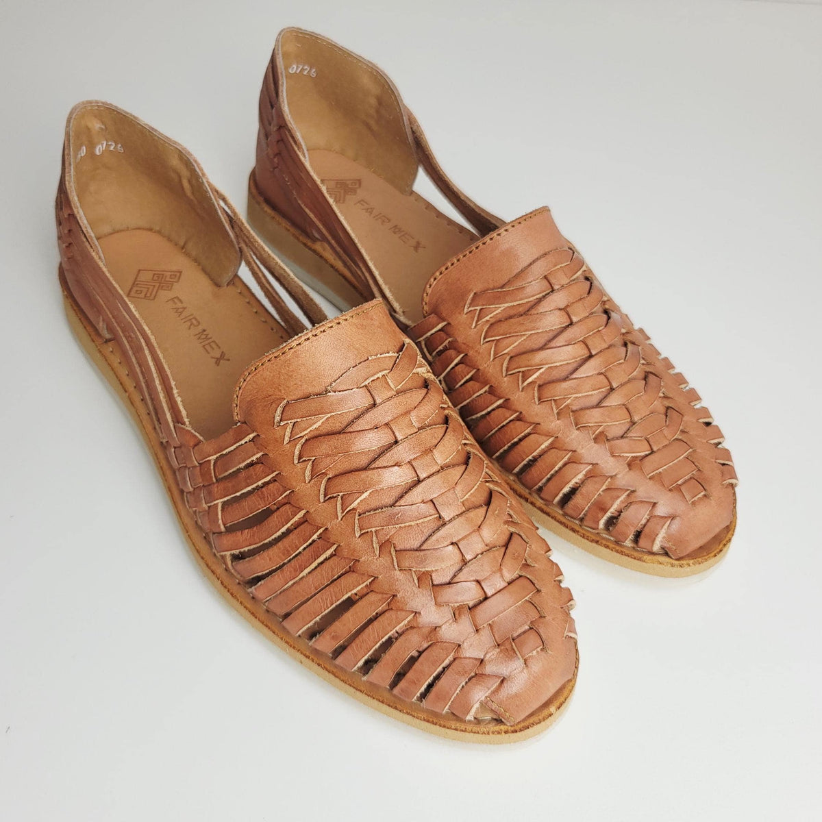 Mexikanische Huarache Honig-Tan – Damen Sommerschuh, Leder-Slipper