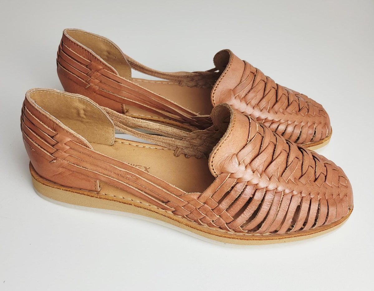 Mexikanische Huarache Honig-Tan Damen – mexikanisches Kunsthandwerk, Leder-Slipper