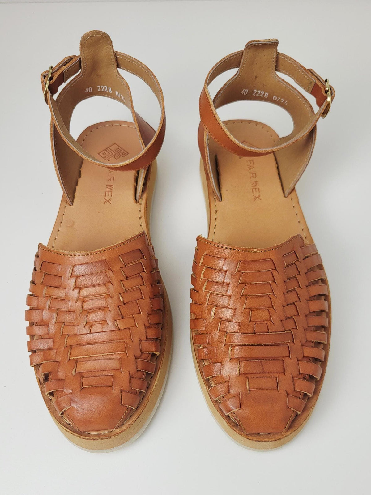 Mexikanische Huarache Sandale Natur/Tan – Damen Sommerschuh, geschlossene Spitze