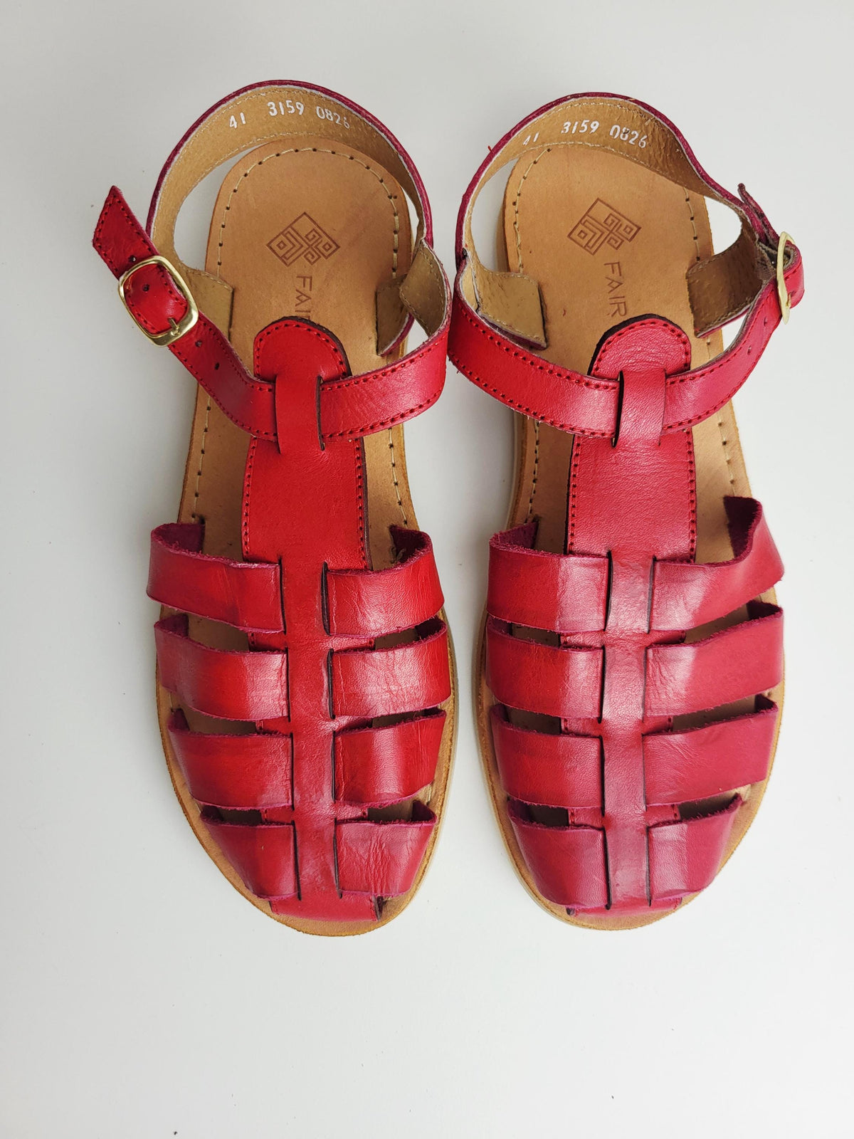 Mexikanische Huarache Sandale Rot – Damen Sommerschuh, handgewebte Fisherman-Ledersandale