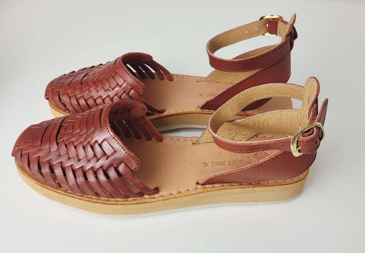 Mexikanische Huarache Sandale Dunkelbraun Damen – mexikanisches Kunsthandwerk